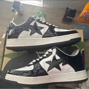 Bape Black and White Sneakers with Star Logo